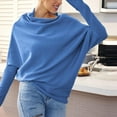 thumbnail image 5 of Duoif Sweaters for Women Trendy Light Weight Sweaters for Women Casual Long Sleeve Tops Winter Knit Drop Shoulder Sweater Fall Jumper Tunics Women's Sweaters Womens Tops Blue L, 5 of 6