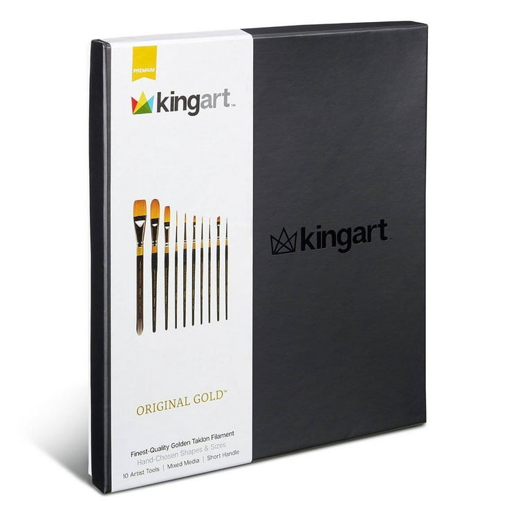 Kingart Original Gold 9247 Crescent Filbert Synthetic Blend Series Premium Multimedia Artist Brushes, Set of 4