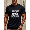 thumbnail image 1 of I Survived La Chancla Print, Men's Crew Neck Short Sleeve Summer Cotton T-shirt, Casual Comfy Top For Daily Wear Tee For Adult, Men, Women, Teen, Teenager, Adolescent,Youth, 1 of 7