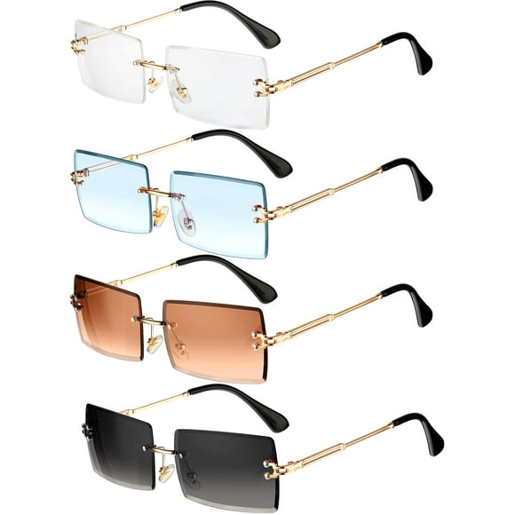 Gafas de sol Frienda Rimless Rectangle Vintage para mujeres y hombres