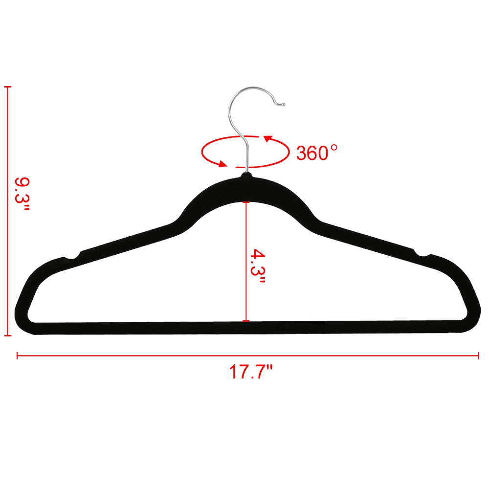 Renwick 100 Pieces Non Slip Velvet Clothing Hangers for All Ages, Black