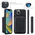 thumbnail image 3 of for iPhone 16 Wallet Case, Minimalist Luxury PU Leather Magnetic Detachable Credit Card Holder, 2 in 1 Zipper ID Cash Slot, Magnetic Closure Kickstand Folio Flip Slim Cover,Black, 3 of 8