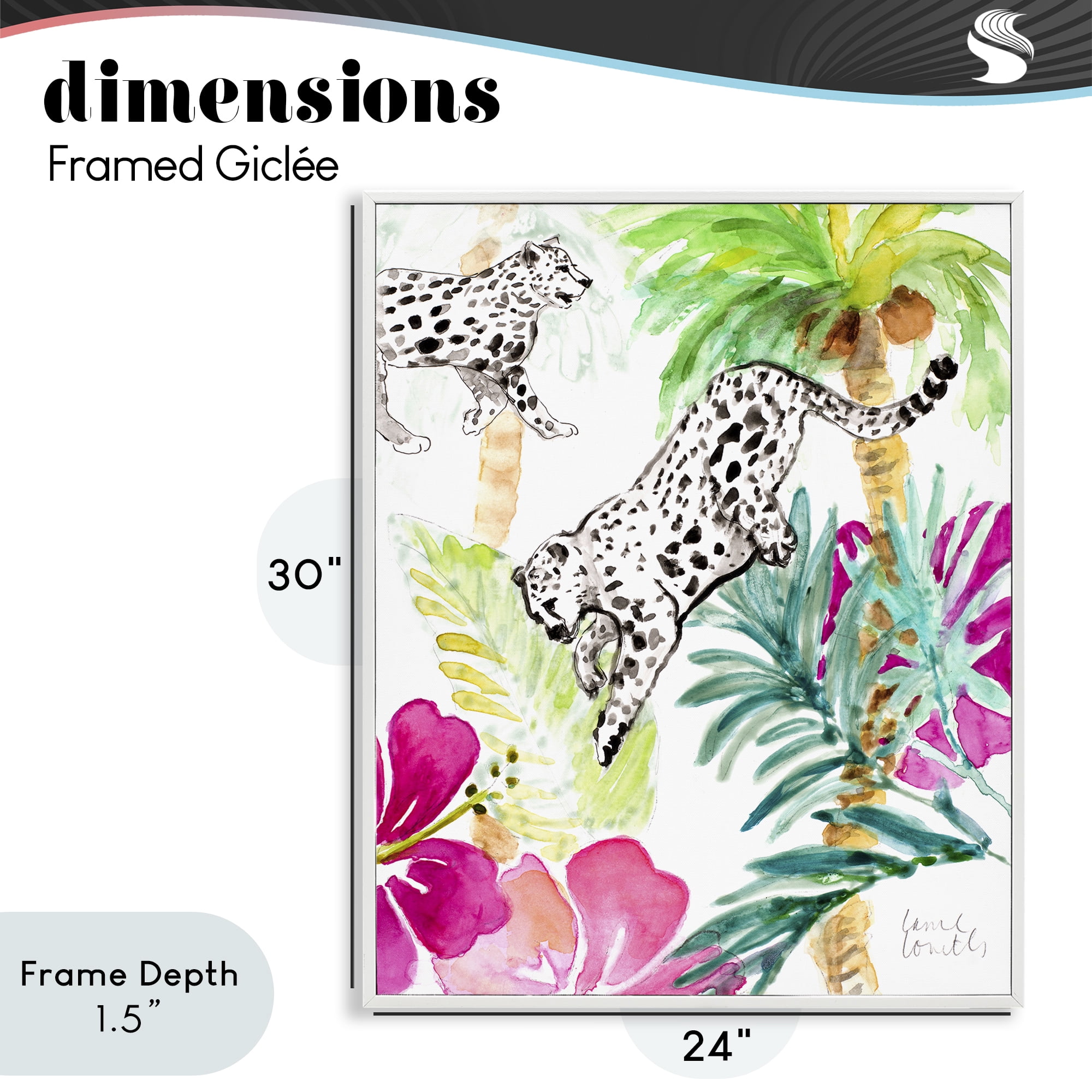 Stupell Industries Tropical Island Cheetahs White Framed Giclee Art, design by Lanie Loreth