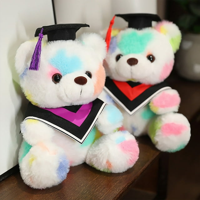 Peluche de oso de graduación - Muñeca de peluche de 9" • Regalo suave y adornado • Adorno de recuerdo • Compañero decorativo en el dormitorio