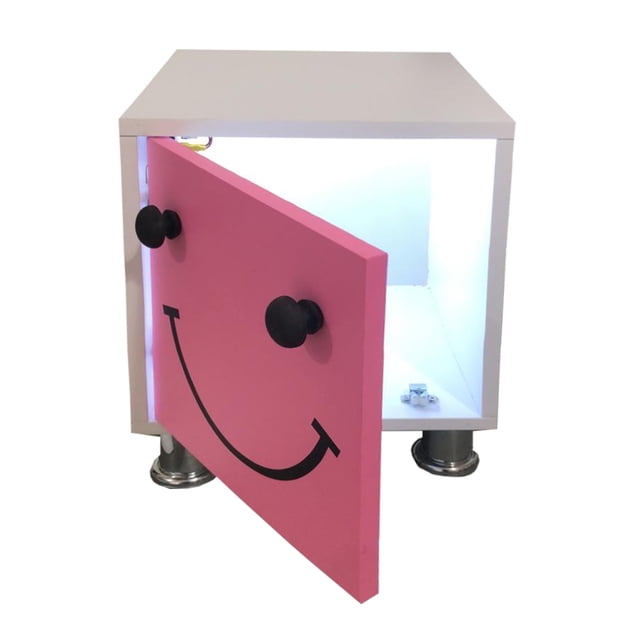 Buró Mesa Noche Niños Luz Led Ensamblado Rosa Claro