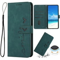 Nalacover for Motorola Moto G Stylus 5G 2022 Flip Wallet Case,Luxury Love Heart Embossed PU Leather Shockproof Soft TPU Folio Kickstand Card Slots Cover with Wrist Strap for Women Men,Green