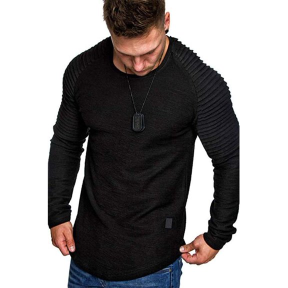 Fashion Men's Athletic Shirts Muscle Gym Workout T Shirt Solid Cotton Long Sleeve Tee Shirt Top