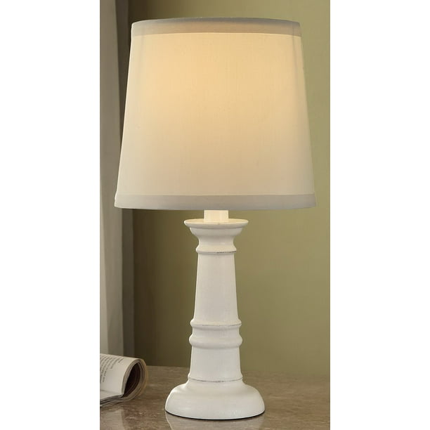 Mainstays White Washed Wood Accent Lamp, White Wooden Spindle Table Lamp Base