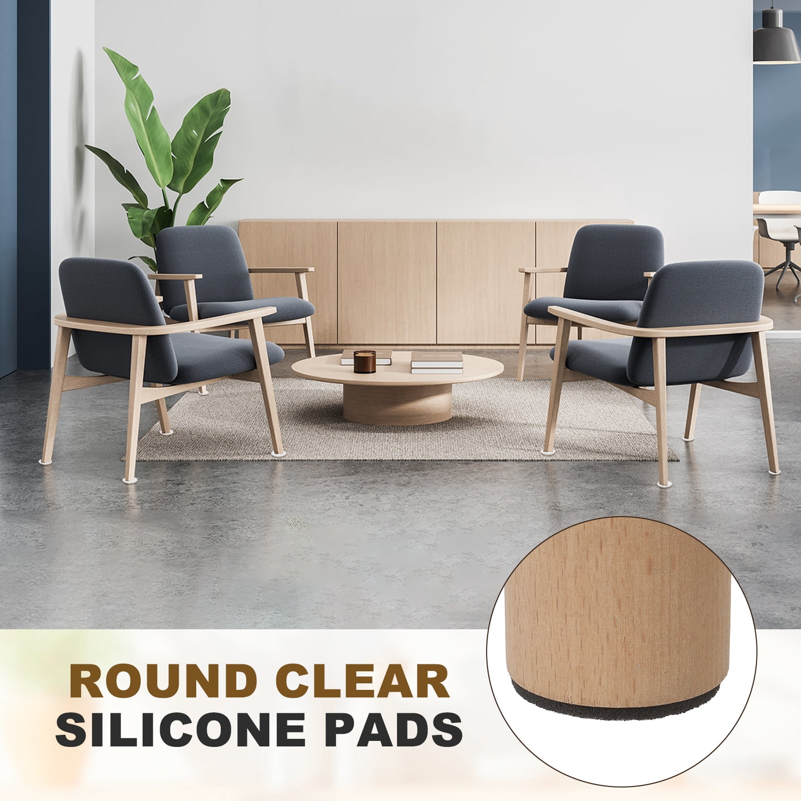 Uxcell 8Pcs Non Slip Furniture Pads, 9" Round Self Adhesive Felt Bumpers Noise Reducing Furniture Feet Floor Protector for Chairs Tables Furniture Legs (Black 0.2" Thick)