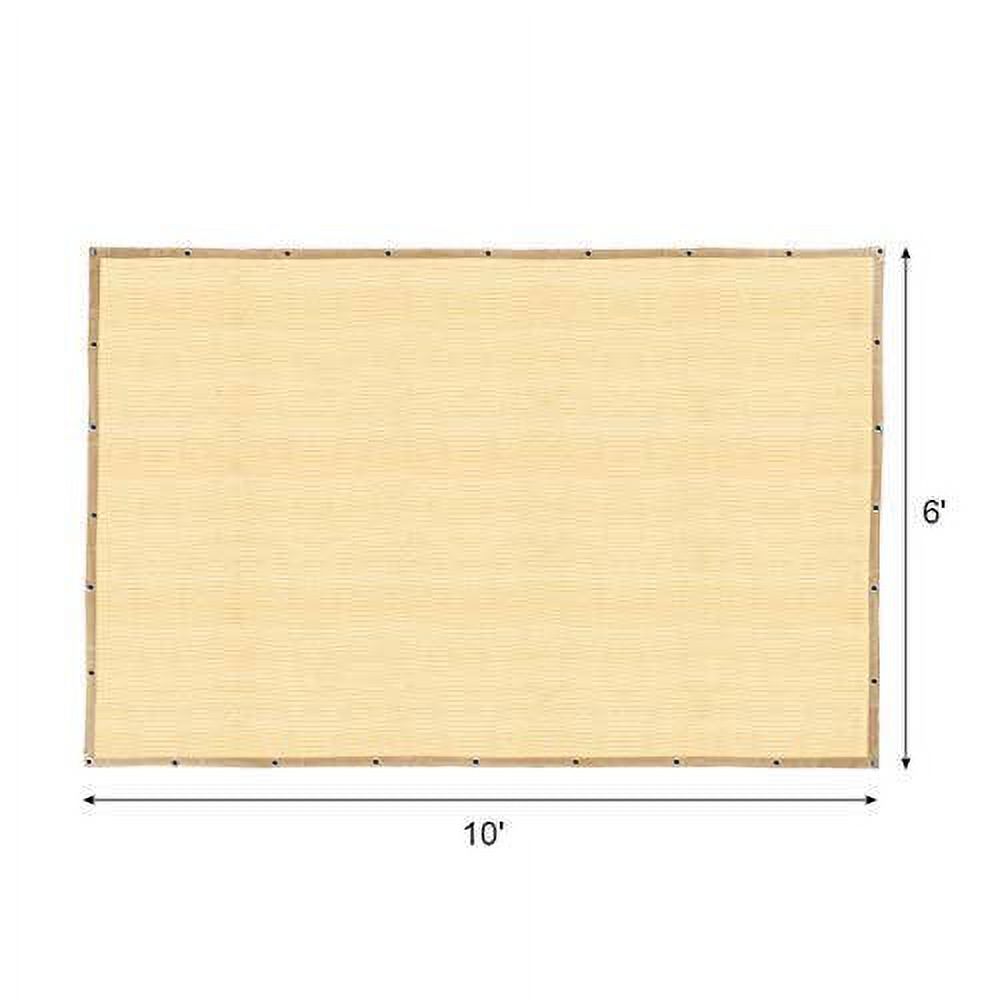Shatex 90% Shade Fabric Sun Shade Cloth with Grommets for Pergola Cover Canopy 6' x 10', Wheat