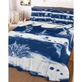 thumbnail image 3 of Quilts Full Size, Navy Blue Coastal Soft Comforter Bedding Set for Bed, White Summer Beach Nautical Ocean Lightweight Quilted Bedspread with Pillow Cover(2 Pieces) for All Season, 78x90 Inch, 3 of 6