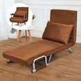 thumbnail image 4 of Gymax Folding Sofa Chair Reclining Bed Convertible Lounger Brown Home, 4 of 10