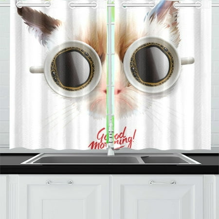Mkhert Cat Window Curtain Kitchen Curtains Window Treatments 26x39