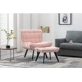 thumbnail image 2 of Velvet Accent Chair, Leisure Chair for Living Room Chairs, Accent Chair with Ottoman, Single Leisure Upholstered Sofa Chair, Reading Chair for Living Room & Bedroom, Pink, 2 of 7