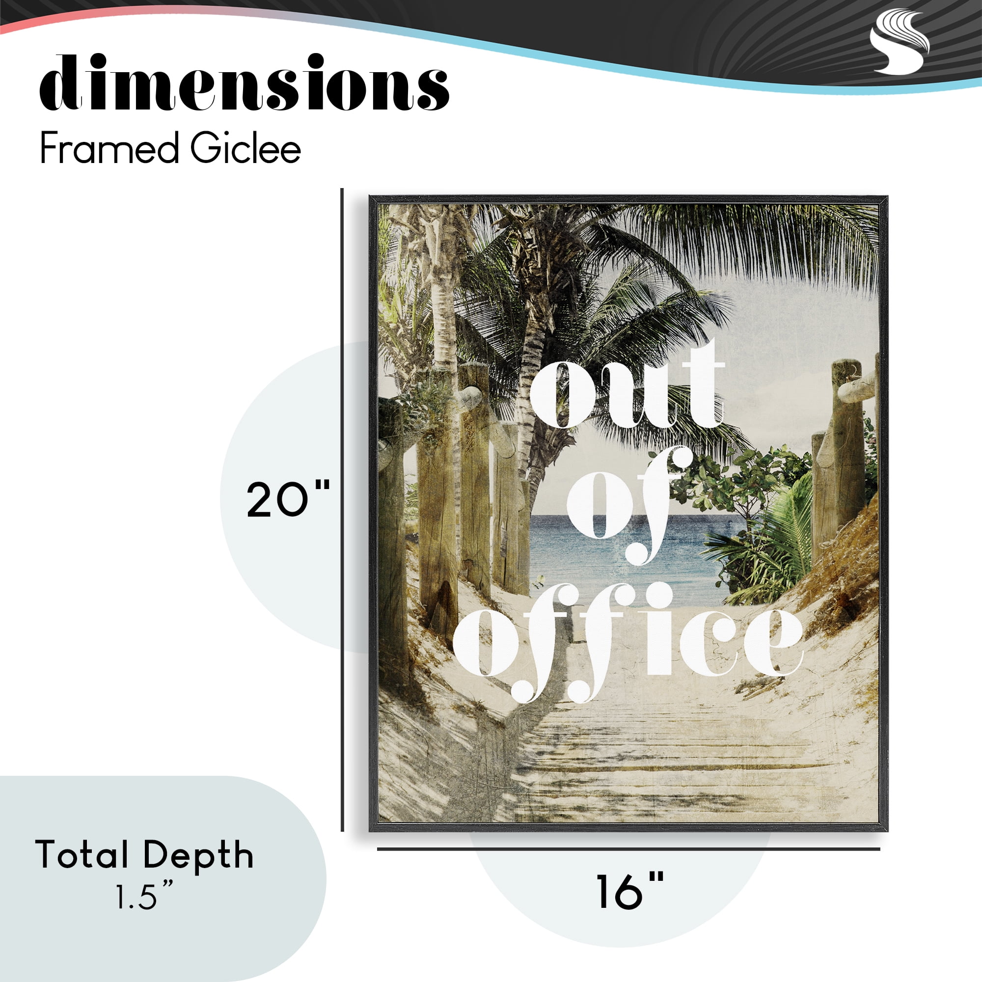 Out of Office Beach Path Black Framed Giclee Art, design by Lil' Rue