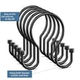 thumbnail image 4 of TABGIME Balanced Glide Brushed Matte Black Rustproof Metal Shower Curtain Rings Double Hooks, 12 Count-Decorative Cylinders, 4 of 5