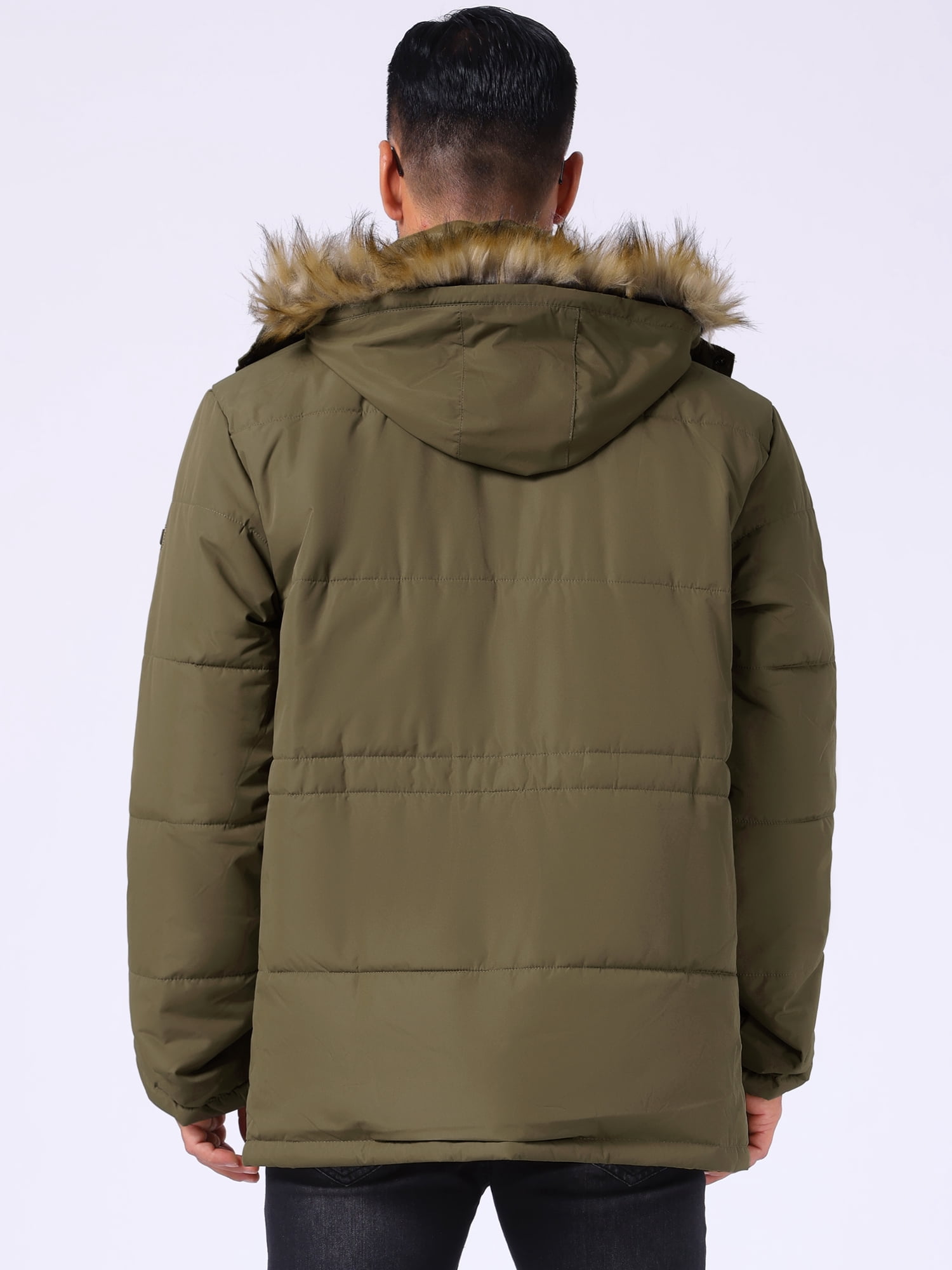 DARING DIVA Men's Winter Warm Coat Fleece Lined Thicken Hooded Parka Jacket XL Dark Green