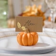 thumbnail image 2 of Kate Aspen Orange Pumpkin Place Card Holders – Set of 6 Mini Pumpkin Table Decorations for Fall Weddings, Thanksgiving Place Cards, Autumn Table Decor, or Harvest Party Favors, 2 of 6
