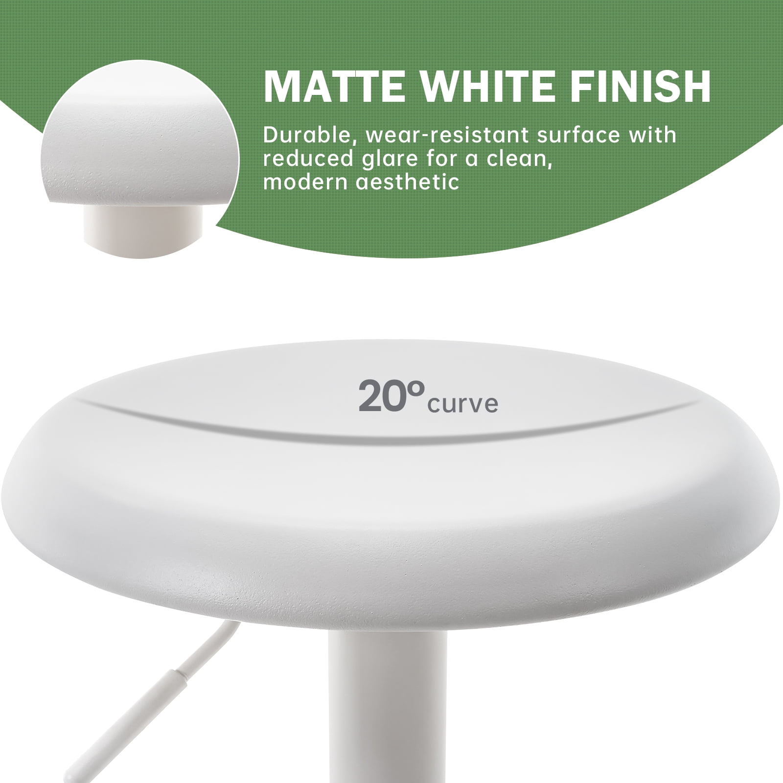 Metal Bar Stools, Counter Height Adjustable Barstools, Backless 360° Swivel Kitchen Stools for Island, Dining, Bistro, Pub (White)
