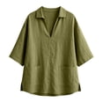 thumbnail image 3 of Oversized Tshirts for Women Lapel Short Sleeve Color Loose Daily Casual Top Summer Clothes for Women, 3 of 4