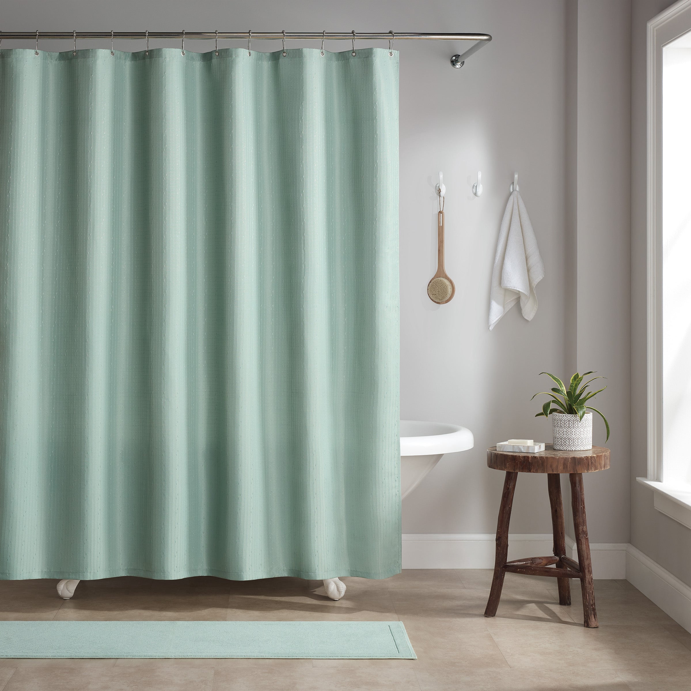 Host & Home Shower Curtain Set (Bulk Case of 12) - 72x72, Raindrop Pattern, Silt Green