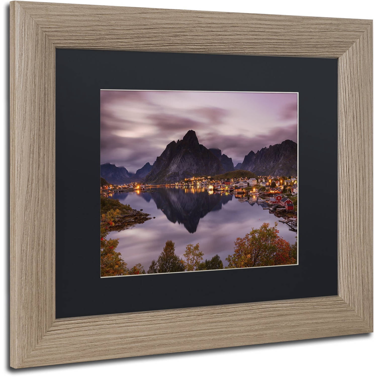 Trademark Fine Art "Reinefjord Mirror" Canvas Art by Michael Blanchette Photography Black Matte, Birch Frame
