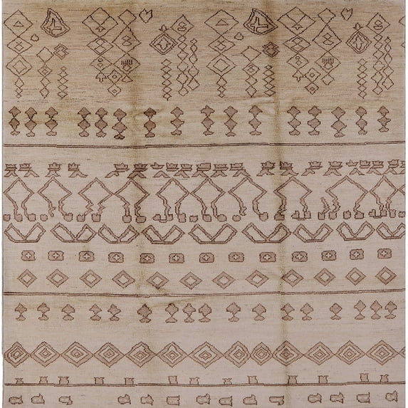 Ahgly Company Indoor Square Mid-Century Modern Dark Almond Brown Oriental Area Rugs, 5' Square