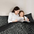 thumbnail image 4 of Homewish Gothic Skull Full Size Comforter Sets,Victorian Damask Bedding Comforter Set,Gray Black,Halloween Duvet,Black Reversible,3 Pieces,1 Comforter and 2 Pillowcases, 4 of 7