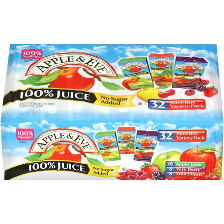 Apple & Eve Juice Box Variety Pack, 6.75 Fl Oz, 32 (Best Organic Apple Juice)