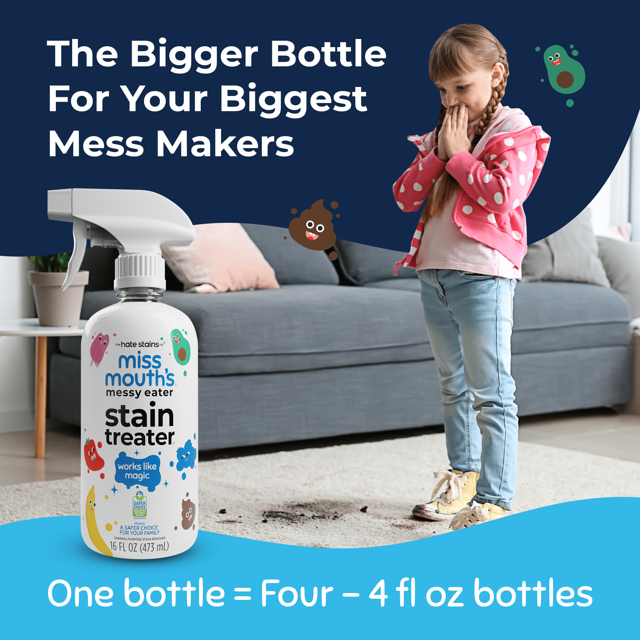 (3 pack) Miss Mouth's Messy Eater Stain Treater Spray for Baby & Kids – 16 fl oz – Newborn & Baby Essentials – Stain Remover for Food, Grease, Coffee & More – Gentle on Laundry, Fabric & Underwear