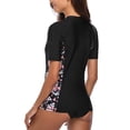 thumbnail image 4 of Women's Floral Rash Guard Swimsuit Short Sleeve UPF 50+ Swim Shirt Surfing Active Top, 4 of 6