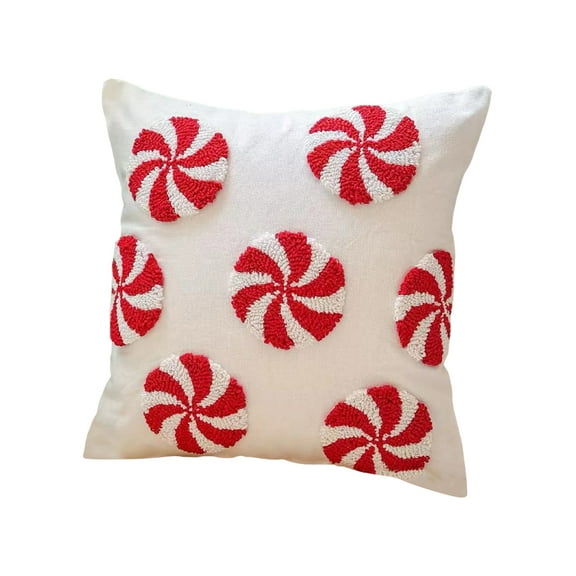 18x18 Inch Christmas Candy Pattern Throw Pillow Covers Ornament, Christmas Deer Cane Home Decorative Cushion Case