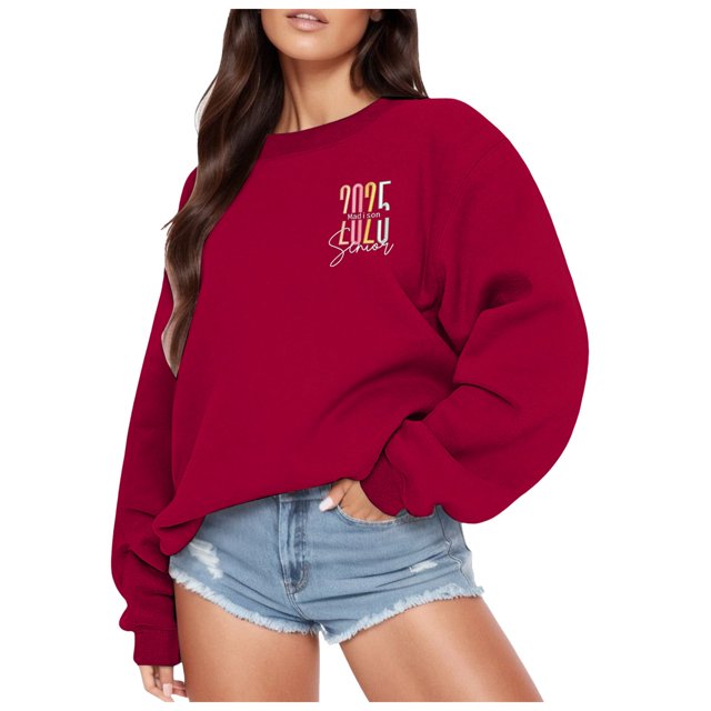 VBARHMQRT Womens Sweatshirt Embroidered 2025 Senior Shirt Custom for Seniors Graduation