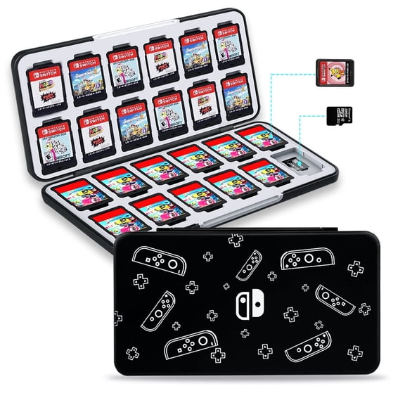 Game Card Case for Nintendo Switch& Switch OLED Game Card, Carrying Storage Case with 24 Game Card Slots and Micro SD Card Slots