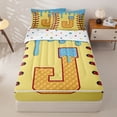 thumbnail image 3 of Homewish Light Blue Dripping Baseball Stitch Waffle Letter J Graphic Zipper Twin Comforter Sets with Fitted Sheet and 2 Pillowcases,Alphabet Graphic Zipper Bedding Set,4-Piece, 3 of 6