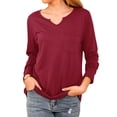 thumbnail image 5 of Xuanfei Women Notch Neck Long Sleeve Chest Pocket Casual T-Shirt, 5 of 8