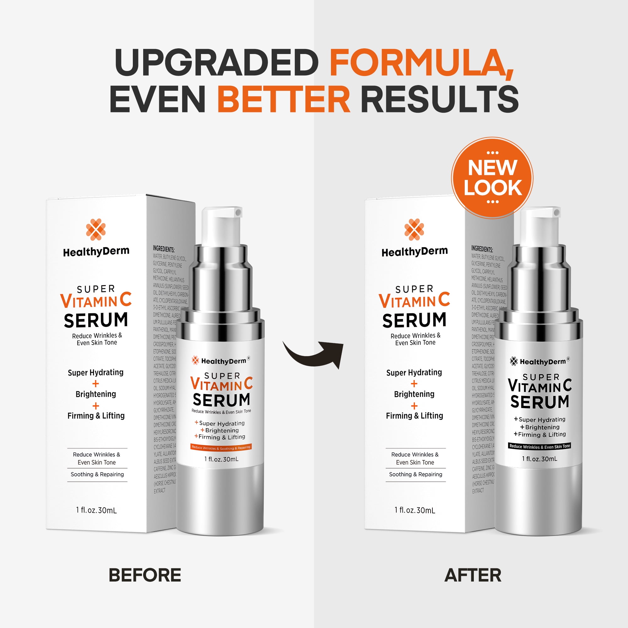 HealthyDerm Super Vitamin C Serum, Niacinamide, Hyaluronic Acid