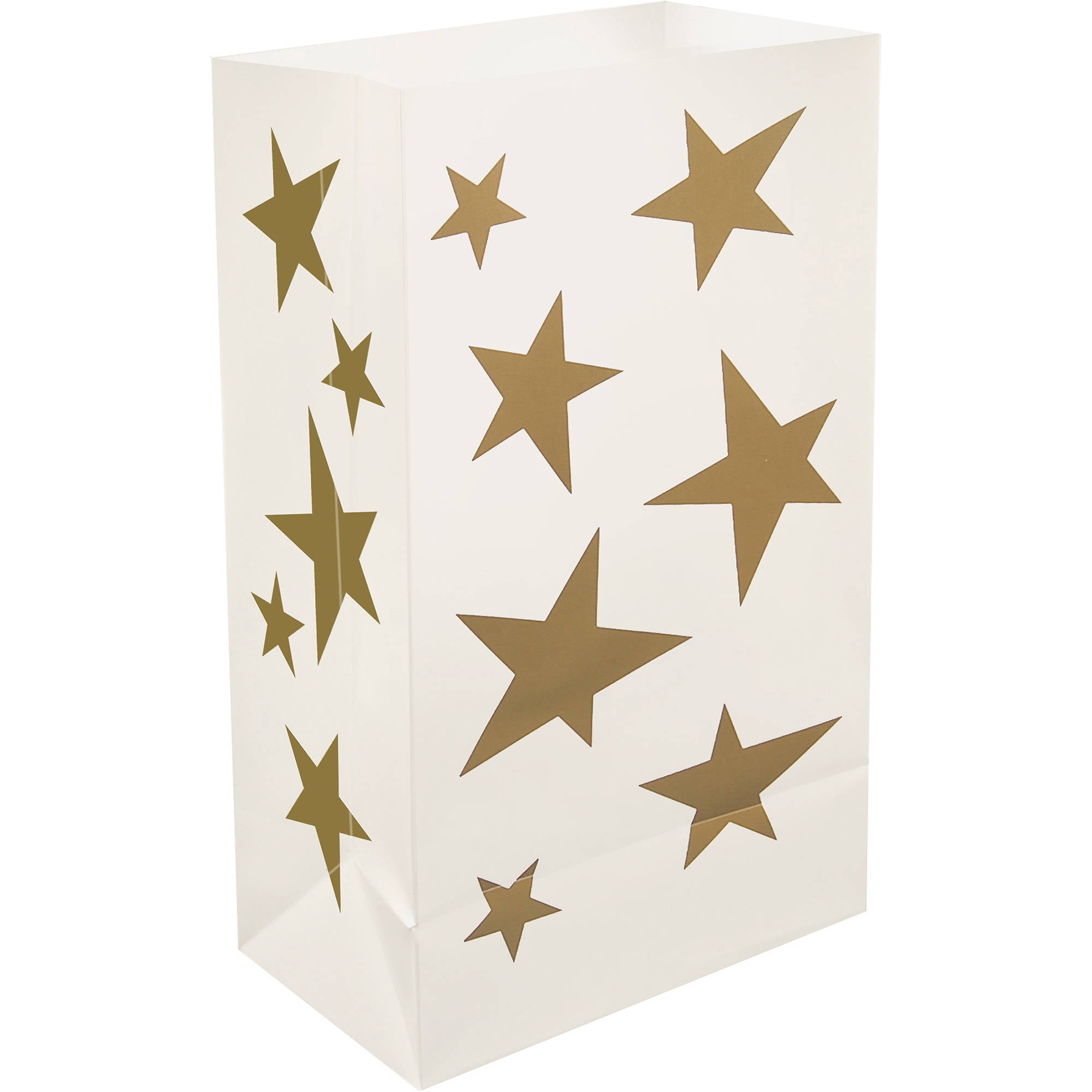 LumaBase Plastic Luminaria Bags, 12 Count Stars