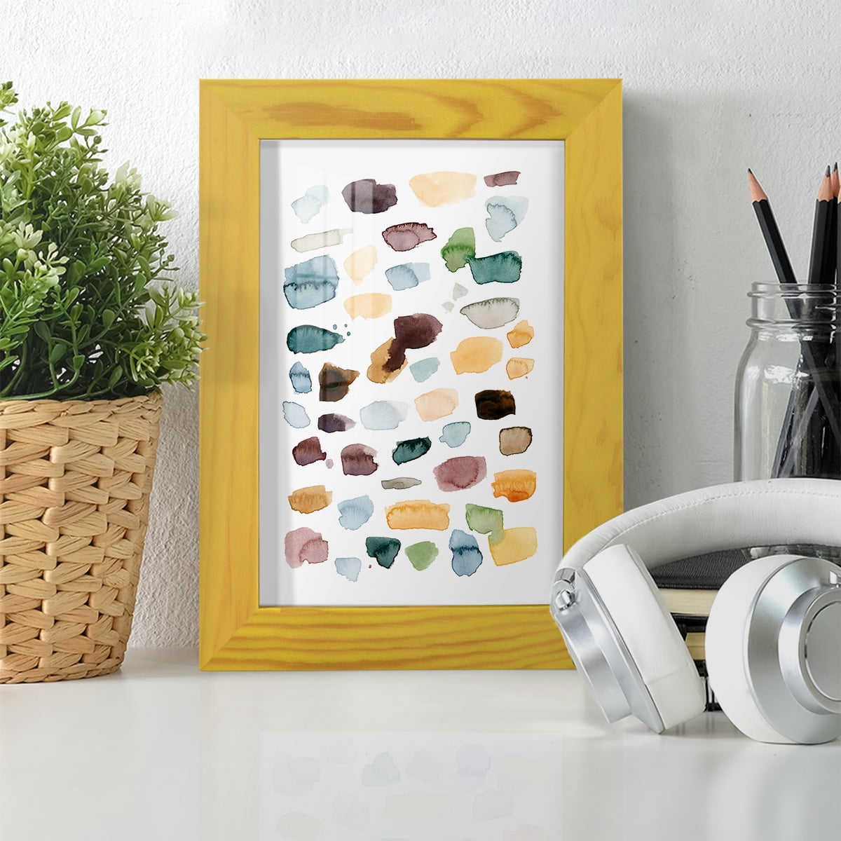 Shattered Segments II - Framed Print w/glass - Sunflower Yellow