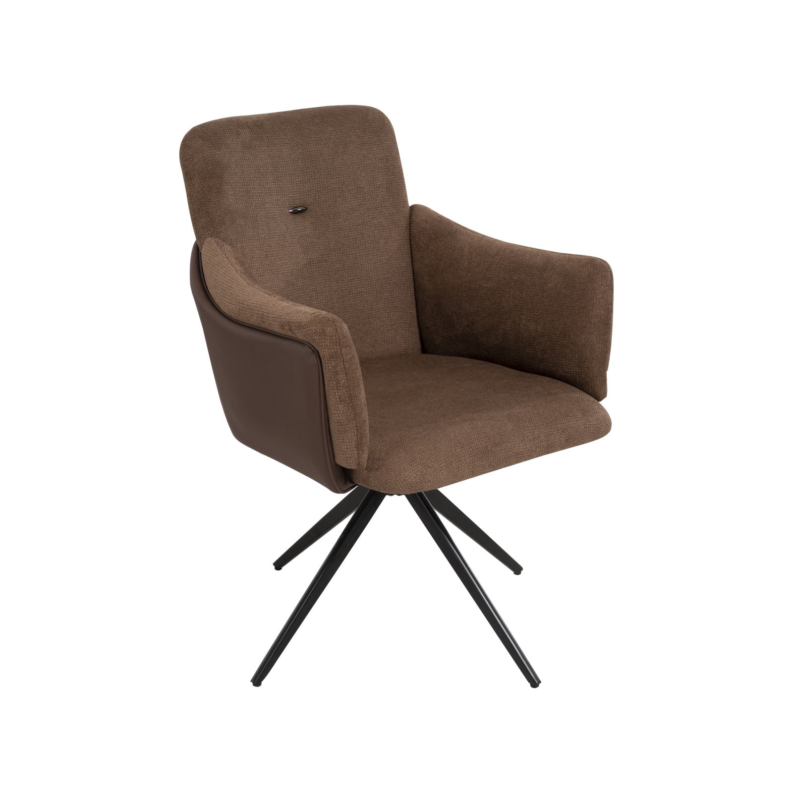 Hommoo 360° Swivel Accent Chair Set of 2, Modern Linen Upholstered Armchair with Metal Base, for Home & Office, Dark Brown