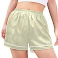 thumbnail image 2 of Women's Satin Pajama Shorts Graceful Cat Silhouettes with Pockets, Elastic Waist Sleep Lounge Shorts, 2 of 7