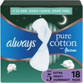 thumbnail image 1 of Always Pure Cotton Feminine Pads for Women, Size 5, Extra Heavy Overnight, with wings, Unscented, 1 of 19