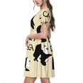 thumbnail image 2 of Susaid Panda Doing Yoga Pattern Women's Casual Floral Print Crewneck Short Sleeve A Line Boho Maxi Dress, 2 of 6