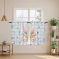 thumbnail image 2 of Easter Kitchen Curtains 54 Inch Length, Spring Rabbits Ears Feet Floral Blue Lattice Tiers Curtains for Bathroom Bedroom Cafe, Light Filtering Small Window Treatment Short Drapes 2 Panels 42"Wx54"L, 2 of 8