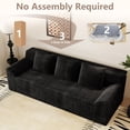 thumbnail image 3 of LUCKHAO 71" Memory Foam Loveseat Sofa, Corduroy Upholstered Cloud Couch in a Box, Small Space Boneless Sofa, No Assembly Required, Black, 3 of 8