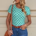 thumbnail image 6 of Fotbe Aquamarine Glitter1 Women's Crew Neck Short Sleeves Bodysuit Tops Round Neck Slim Sleeveless Soft Comfortable Basic-XX-Large, 6 of 7