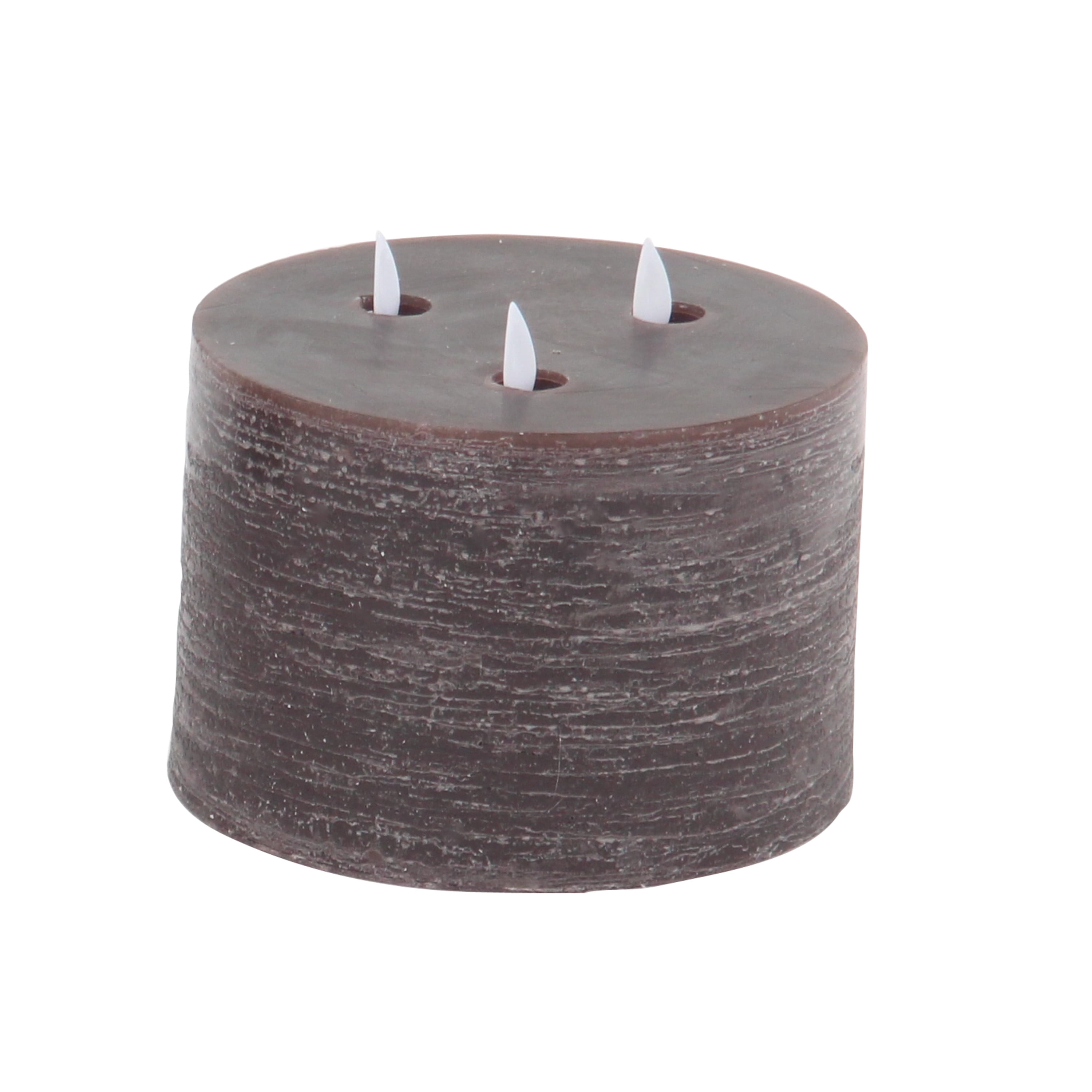 DecMode Brown Wax Indoor Outdoor Flameless Candle with Remote Control, Set of 3 4", 6", 8"H