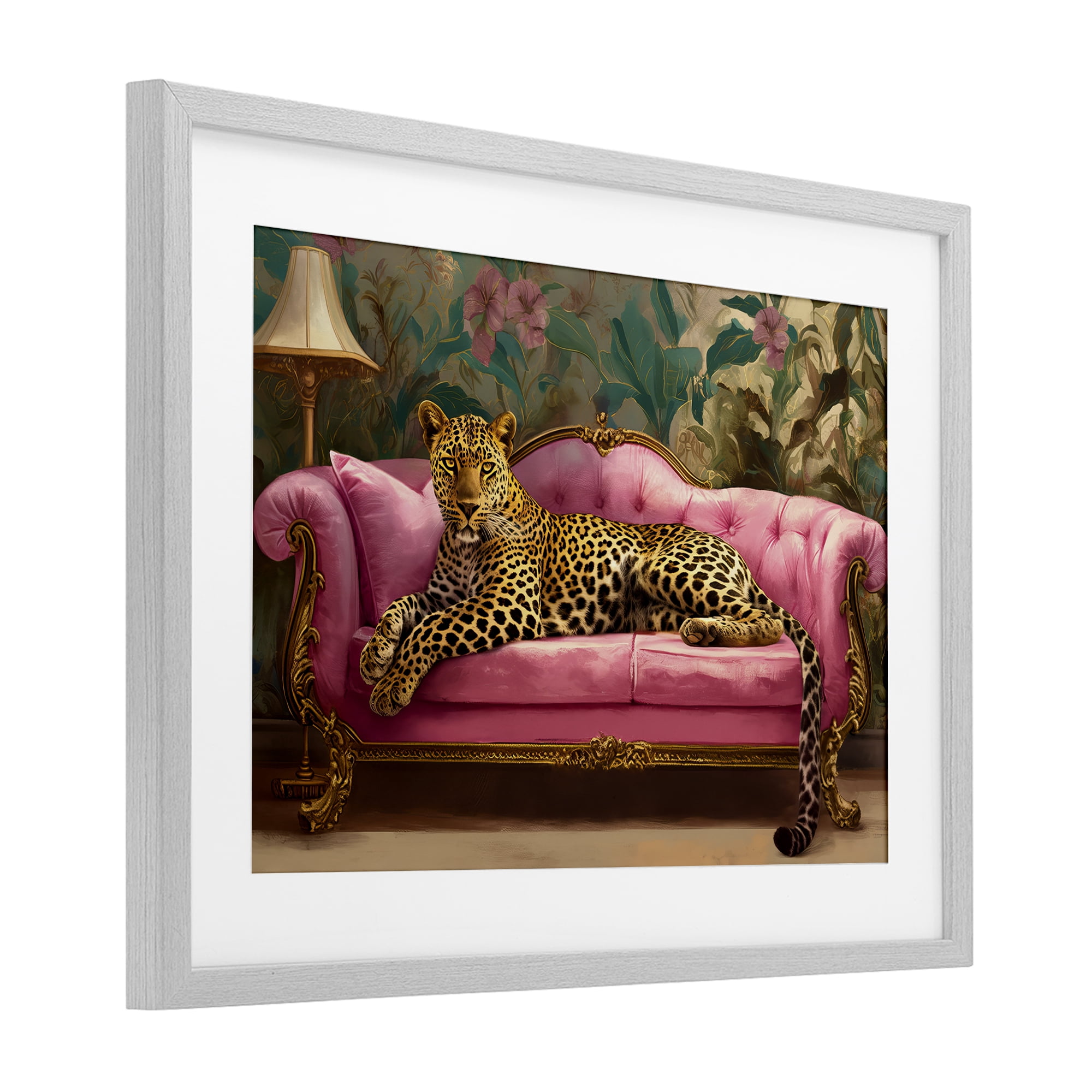 Stupell Industries Exotic Lounging Leopard Gray Framed Print Under Glass, design by Tina LeCour