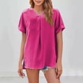 thumbnail image 1 of JMKQLZ Chemise Ample à Manches Courtes et Col en V pour Femmes, 1 of 5
