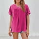 thumbnail image 2 of Tamaño Más Suelto Ajuste Camisetas para las Mujeres con Cuello en V de Manga Corta Suelta Camisa Superior, Poliéster, 2 of 5